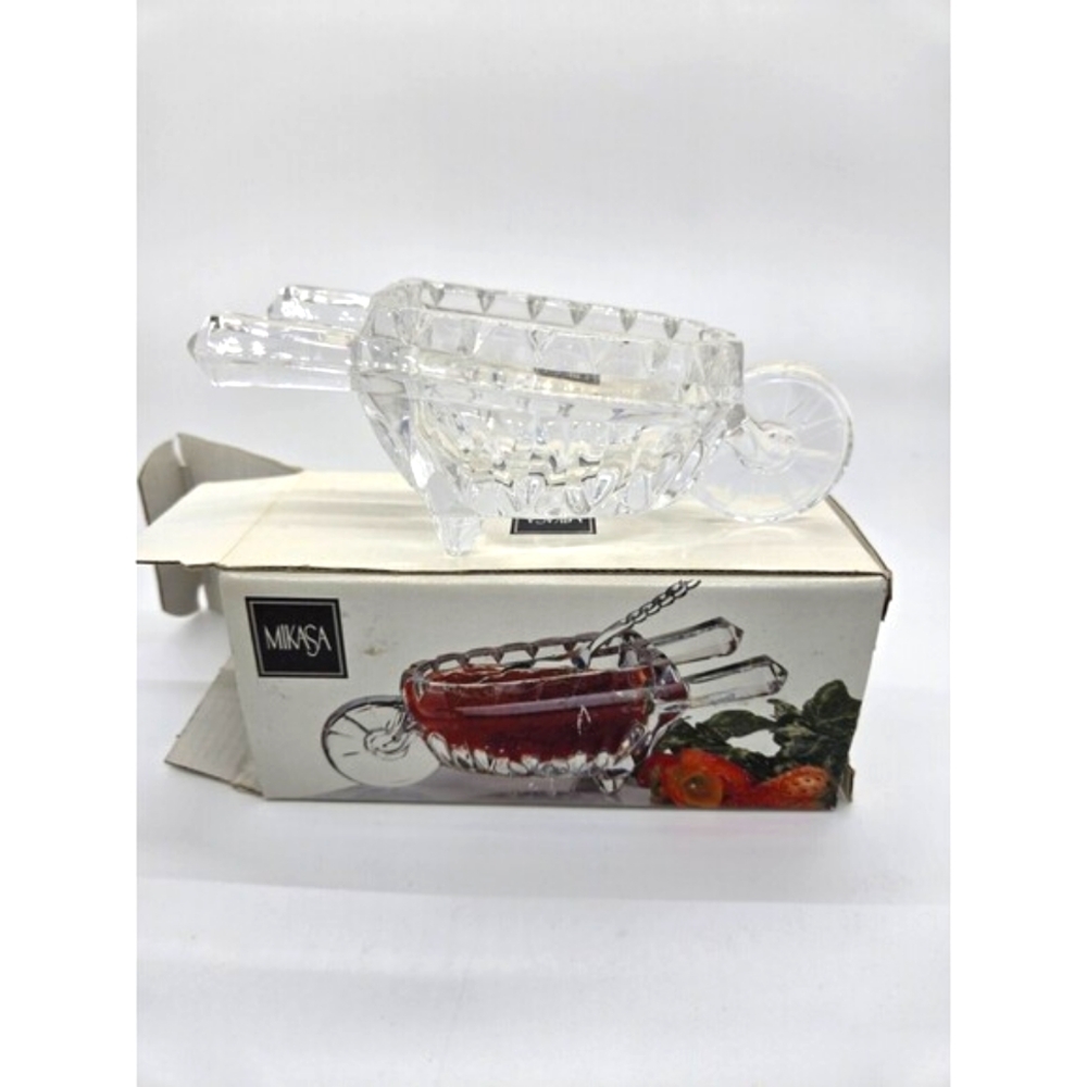 Mikasa Crystal Glass Wheelbarrow Garden‎ Gifts Jelly Gravy Dish 5.75" Germany